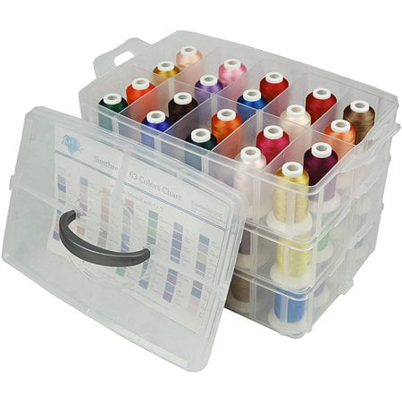Brother 63 Colors Kit & 144pcs White Prewound Bobbins Simthread Embroidery Thread Essential Pack Bundle